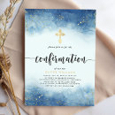 Search for navy confirmation invitations Gold cross