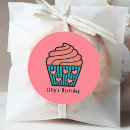 Search for pink cupcake stickers Girl birthday