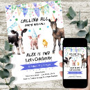 Search for farm 2nd birthday invitations Party animals