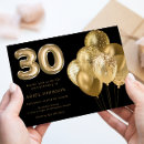 Search for balloons 30th birthday invitations Gold