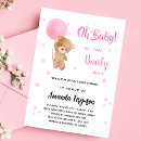 Search for pink teddy bear baby shower invitations Balloon