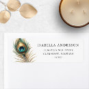 Search for peacock feather return address labels Watercolor