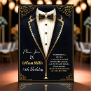 Search for black tie event birthday invitations Black and gold