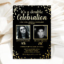 Search for adult twin birthday invitations Black and gold