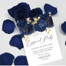Search for navy and gold engagement party invitations Blue