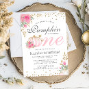 Search for pink pumpkin 1st birthday invitations Watercolor