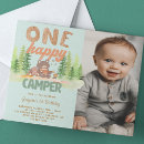 Search for boy photo 1st birthday invitations Woodland