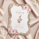 Search for gold glitter 1st birthday invitations Floral