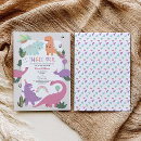 Search for girl dinosaur birthday invitations Three rex