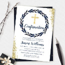Search for blue confirmation invitations Glitter