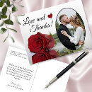 Search for red rose note postcards Love and thanks