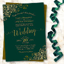 Search for golden wedding invitations Emerald green