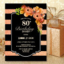 Search for 80th dinner birthday invitations Floral