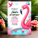 Search for flamingo 1st birthday invitations Aloha