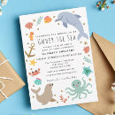 Search for ocean animals baby shower invitations Nautical