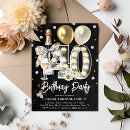 Search for adult 40th birthday invitations Black and gold
