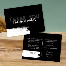 Search for thank you note business cards Black and white