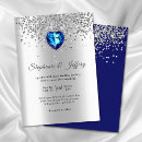 Search for silver heart invitations Navy blue