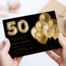 Search for balloon 50th birthday invitations Black