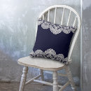 Search for white lace pillows Blue and white