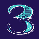 Search for number three stickers Typography