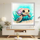 Search for cute turtle nursery art Sealife