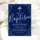 Search for silver cross first communion invitations Blue