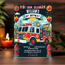 Search for red truck birthday invitations Firefighter