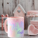 Search for pink and purple unicorn mugs Name monogram monogrammed