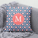 Search for navy blue and coral pillows Pattern