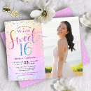 Search for rainbow sweet 16 invitations Modern sweet sixteen