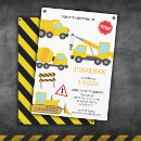 Search for blue truck birthday invitations Construction vehicle