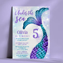 Recherche de queue sirène invitations Violet et turquoise