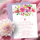 Search for pink and purple first communion invitations Holy