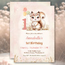 Search for squirrel birthday invitations Pink