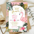 Search for tropical flowers baby shower invitations Pink flamingo