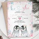 Search for penguin gender reveal invitations Boy or girl