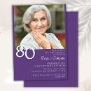 Search for purple 80th birthday invitations Simple