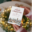 Search for snowy village scene christmas cards Merry