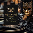 Search for gold masquerade party invitations Black and gold