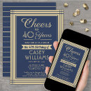 Search for blue gold birthday invitations Adult birthday party