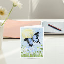 Search for blue butterfly note cards Watercolor