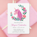 Search for floral girl birthday invitations Unicorn