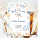 Search for blue watercolor baby shower invitations Ocean animals