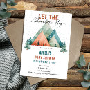 Search for the adventure begins baby shower invitations Mountain