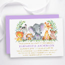 Search for purple giraffe baby shower invitations Jungle animals