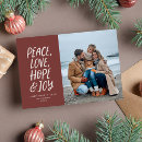 Search for peace joy and hope holiday cards Typography