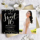 Search for minimalist sweet 16 invitations Black and gold