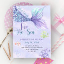 Search for little mermaid 1st birthday invitations Watercolor