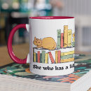 Search for library bookshelf mugs Cat